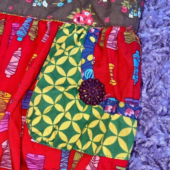 4 Matilda Jane Paint By Numbers Boutique Red Jester Shasta Bubble Tunic Tie Top - Picture 7 of 11